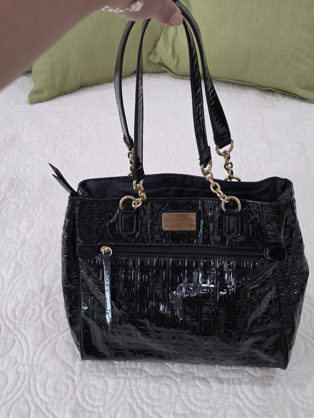 Black Patent Tommy Hilfiger Purse with Gold Hardware